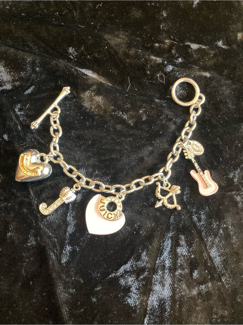 Juicy Couture Pink and Gold Heart Charm Bracelet Limited Edition